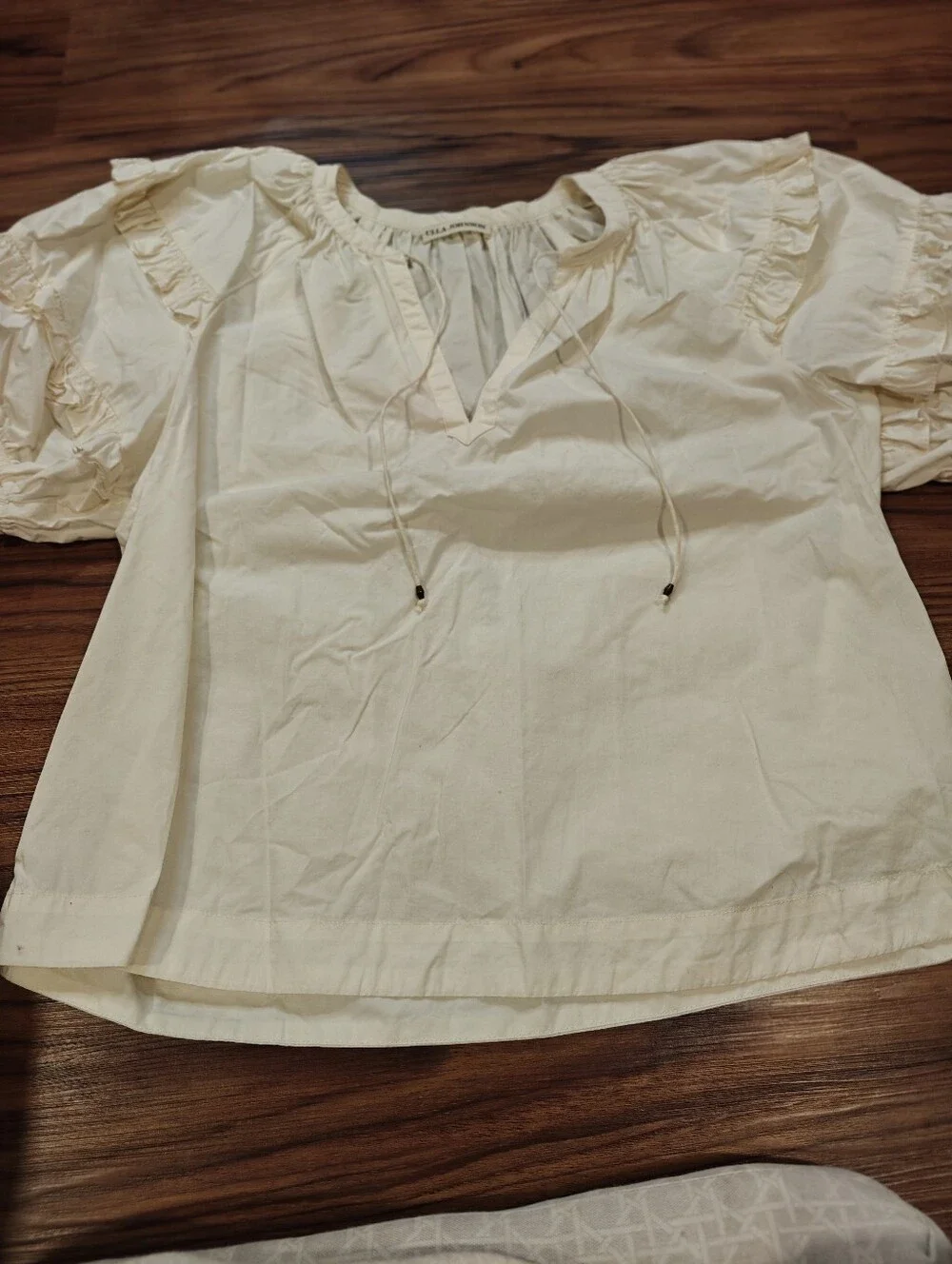 Ulla Johnson Cream Puff-Sleeve Ruffle Blouse